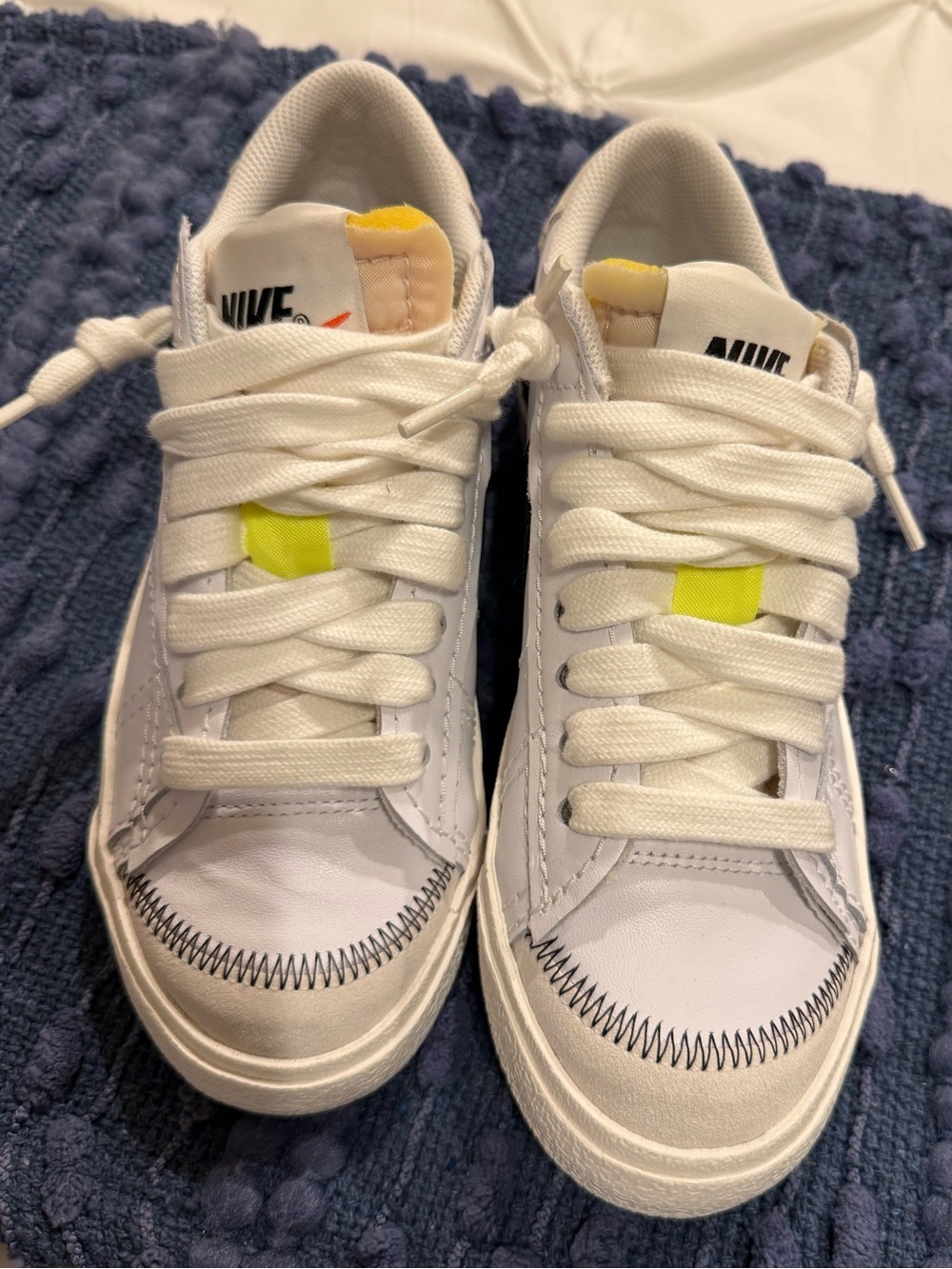 Nike Blazer White Low-Top Sneakers with Neon Yellow Accents